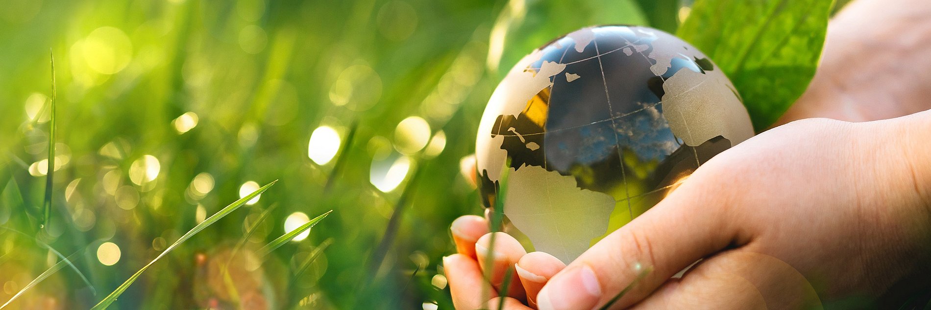 Earth Day.Hand holding crystal earth globe. Environment day, sa